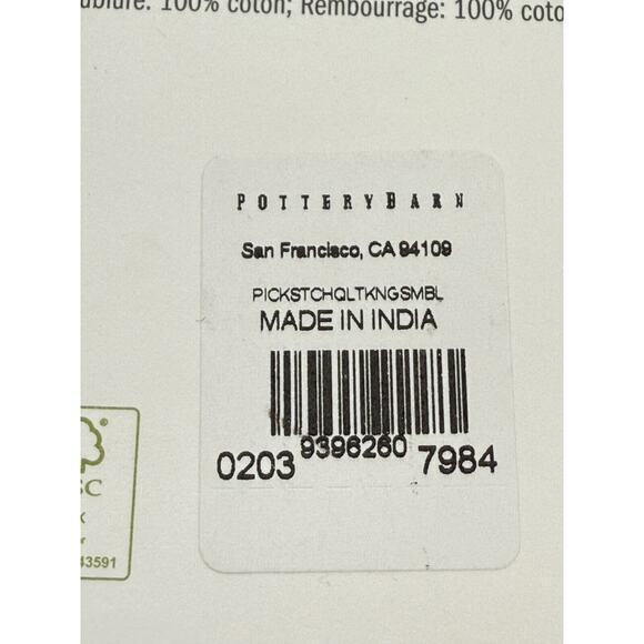 Pottery Barn Pick Stitch Cotton Linen Quilted King Sham‎ Sonoma Blue NEW NWT - Picture 10 of 10